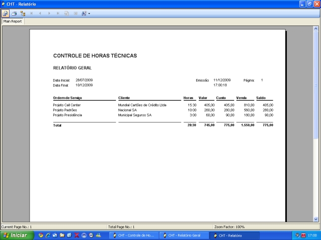 Controle de Horas Técnicas