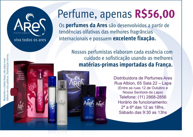 Ares Perfumes, apenas R$ 56,00