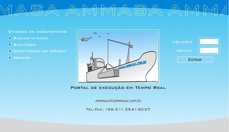 Site Ammasa (Versão inicial, 2007) empresa de logística de importação e exportação