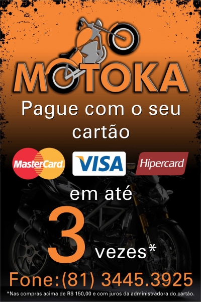 Dividimos em até 3 vezes nos cartões ( HIPER, VISA e MASTER )