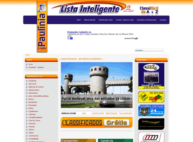 Portal de Conteúdo usando CMS para Lista Inteligente de Paulínia/SP