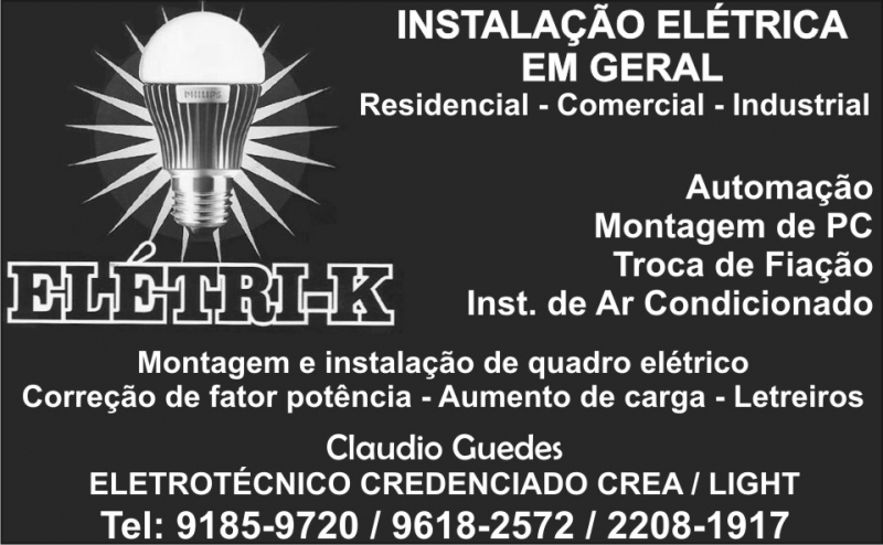 ELETRICISTA CREDENCIADO CREA / LIGHT - 96182572