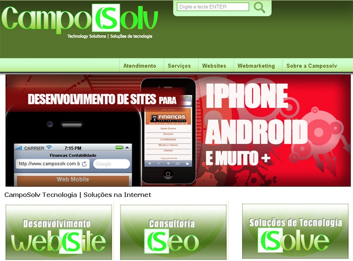 Site Comercial da CampoSolv Tecnologia