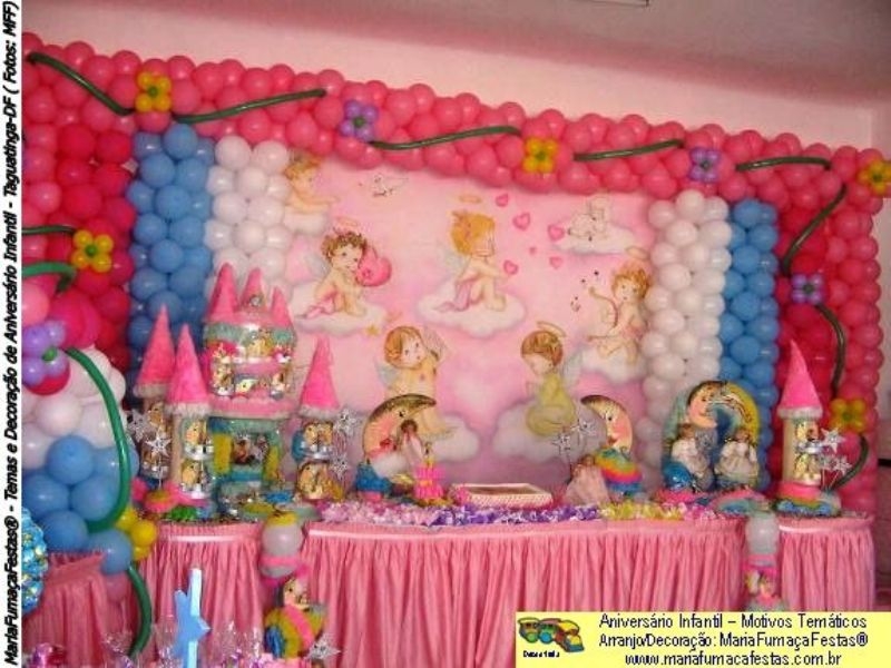 Festa Infantil decorada com o Tema Anjinhos da Maria Fumaça Festas. Conheça mais detalhes acessando www.mariafumacafestas.com.br