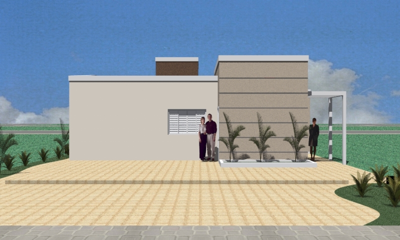 Desenvolvimento do projeto para a construtora Construmeta. (Opções de cobertura, fachada, mudanças na planta e maquete eletrônica). Metragem: 68,48 m².