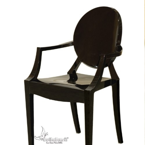 Cadeira Louiz Ghost com Braço Preta - Cadeira de Design www.bellabrasil.com.br