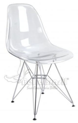 Cadeira De Acrílico Charles Emens Cristal Base Cromada -Cadeiras de Design - www.bellabrasil.com.br