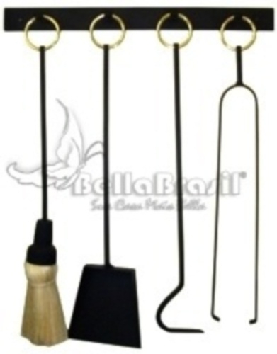 Kit Ferramenta Acessório para Lareira de Parede Argola Latão Dourada - www.bellabrasil.com.br