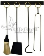 Kit ferramenta acessório para lareira de parede argola latão dourada - www.bellabrasil.com.br