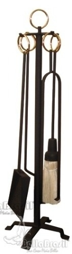 Kit Ferramenta Acessrio para Lareira Preto com Argolas de Lato Dourado - www.bellabrasil.com.br