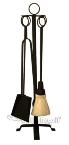 Kit Ferramenta Acessório para Lareira Preto com Argolas Pretas - www.bellabrasil.com.br