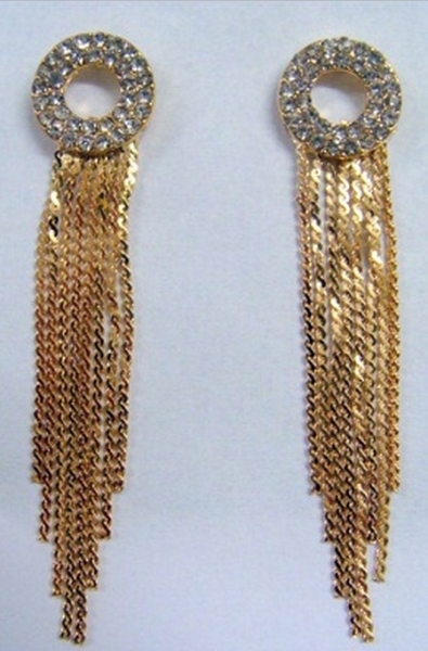 Brinco Dourado Pino com Strass