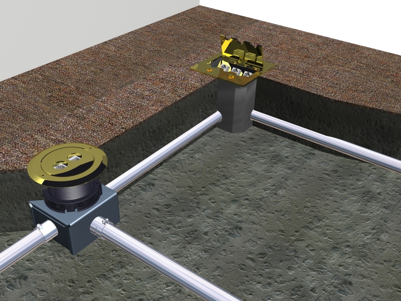 Os Espelhos de Piso so utilizados em pisos embutidos e apresentam diferentes acabamentos e so alimentados por eletrodutos. O acesso aos pontos de energia, voz e dados da pea podem ser com tampas roscadas ou basculantes. Proporcionam timo acabamento e so solues usuais para reformas e reas com frequentes alteraes de lay-out. So oferecidas opes cromadas ou em lato (polido ou escovado).