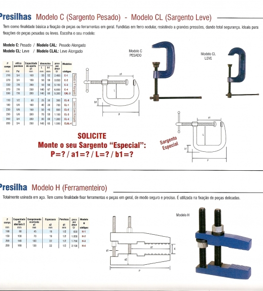 Presilha Sargento e Ferramenteiro Previsão Presilhas