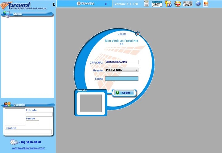 ProsolNet - Tela de Login