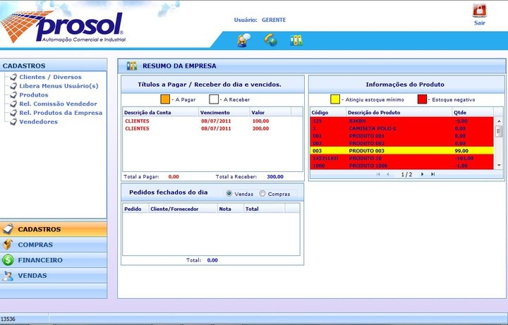 ProsolWeb - Tela Inicial