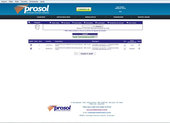 Nfe-Facil - Consulta de notas e envio do xml para o cliente
