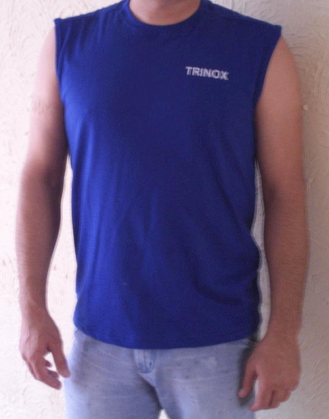 Camiseta de malha sem manga, tipo macho,  para uso profissional
