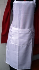 Avental branco para cozinha modelo frontal, com bolso.