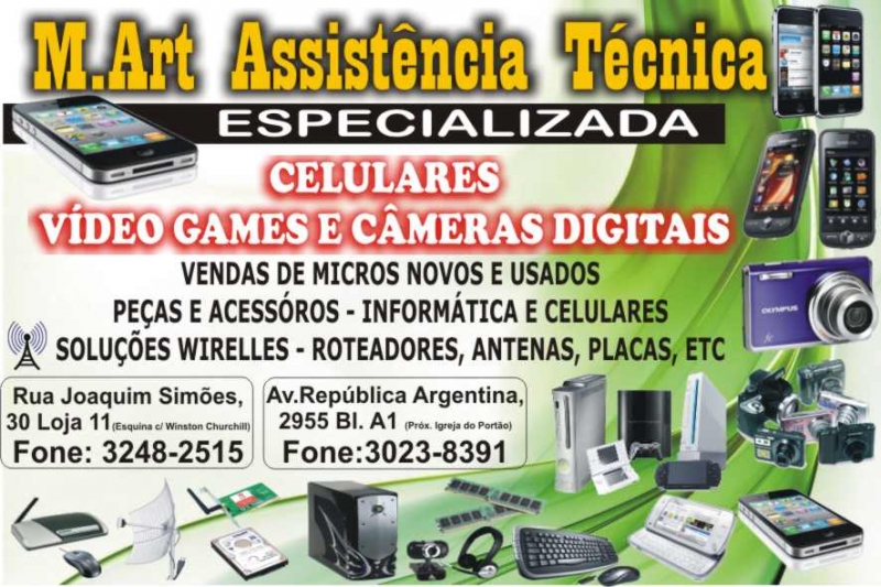 M.Art Assistencia e Manuteno Especializada em Celulares -Cameras Digitais -Video Game 