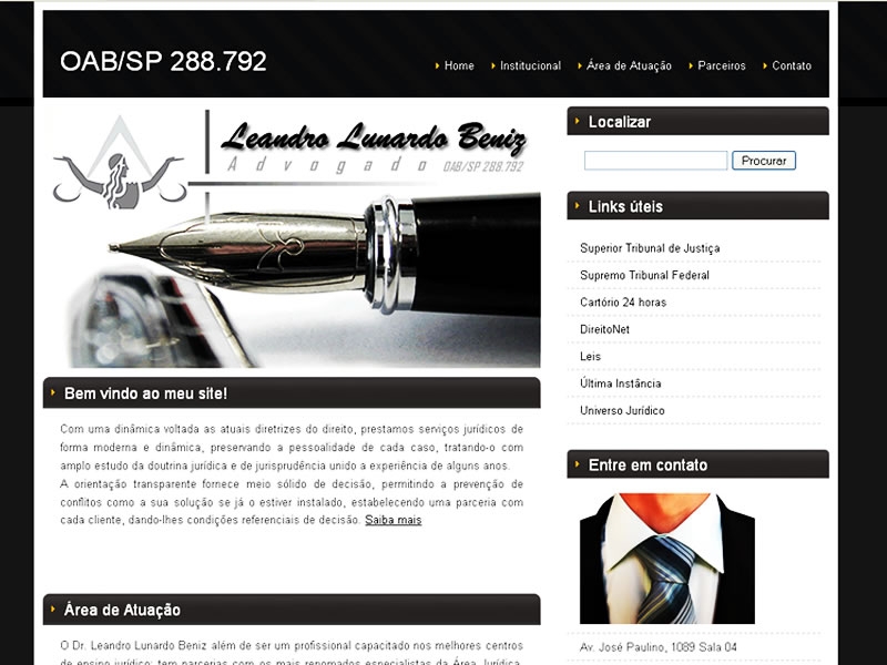 Website Dr. Leandro Lunardo Beniz em Paulínia/SP