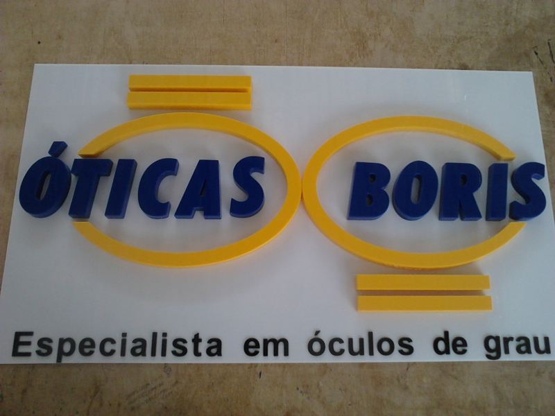 Placa Em Acrlico ticas Boris - Fortaleza - Letra Caixa Em Acrlico