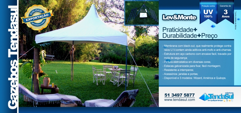 Gazebos 3x3m fabricados no Brasil 