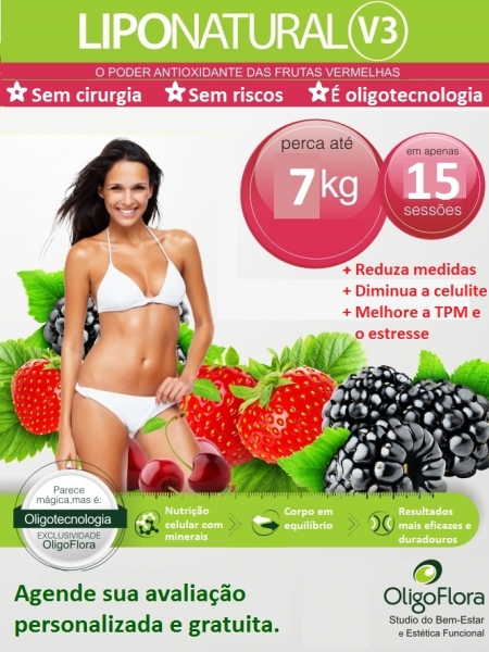 Lipo Natural V3 com Frutas Vermelhas - Sem cirurgia, sem riscos.