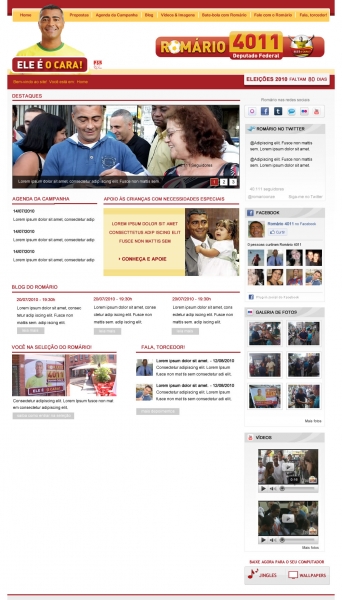 Criação de layout para o site da candidatura do Romário.
