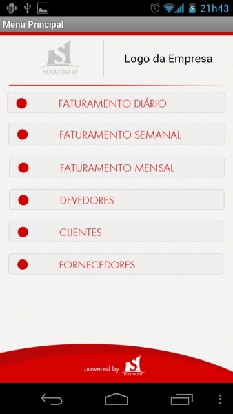 Tela Menu Principal - SOLUTIO IT Mobile - Protheus x Android