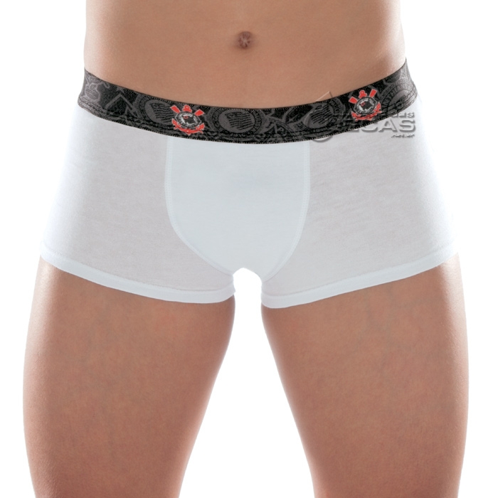 Cueca modelo Boxer em Cotton com elstico personalizado do Corinthians. Ideal para grandes torcedores. Produto oficial licenciado.