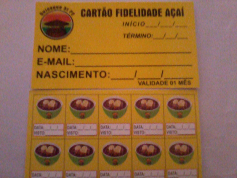 Esse é o cartão Fidelidade do Açaí Tigela, na compra de 10 Açaí Tigela, você ganha um grátis, aproveite a promoção!!