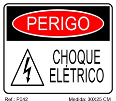 Placa de perigo - choque elÉtrico - p042