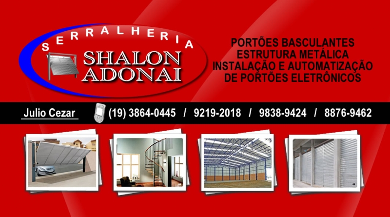 Cartão de Visita Serralheria Shalon Adonai em Sumaré/SP