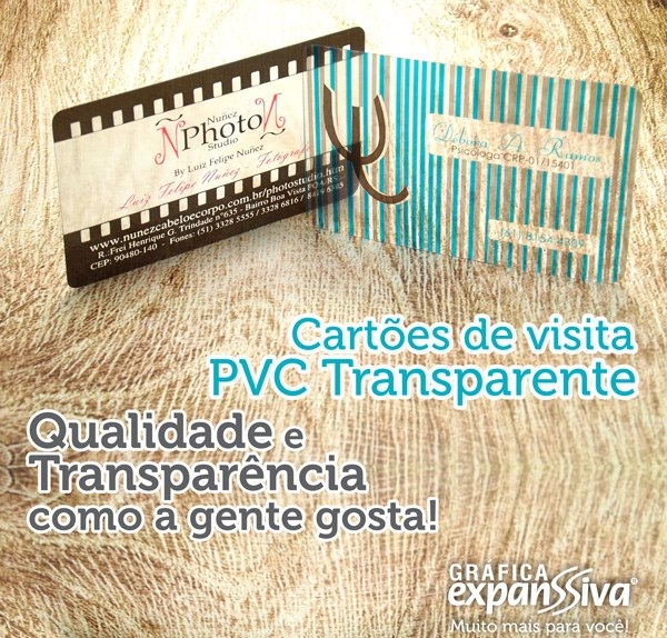 Cartões de Visita de PVC Transparente