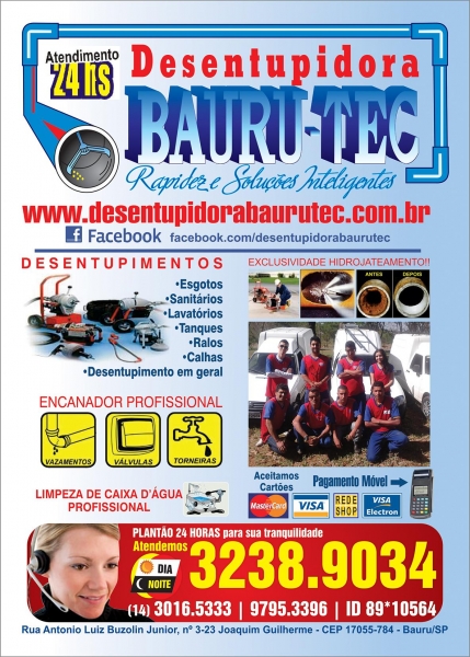 DESENTUPIDORA BAURU-TEC 24 HORAS (14) 3238-9034