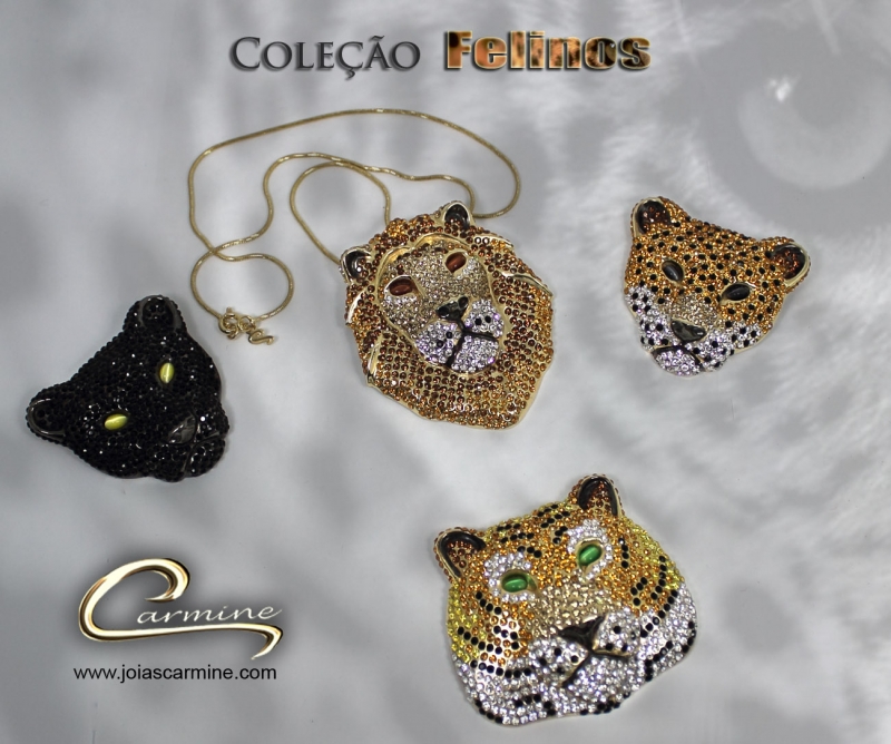 Coleção Felinos - Joias exclusivas - Pingente pantera em rodio negro - Joias Carmine