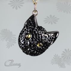 Pingente gato lotti  -  rodio negro - joias carmine - 10 camadas de ouro 18k - joias exclusivas