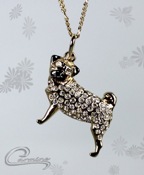 Pingente Cão Pug - Joias Carmine - 10 camadas de ouro 18k - joias exclusivas