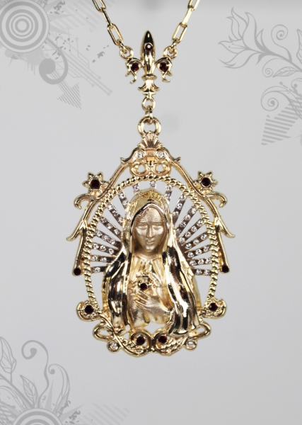 Pingente N.S de Fatima Joias Carmine - 10 camadas de ouro 18k - Joias Exclusivas
