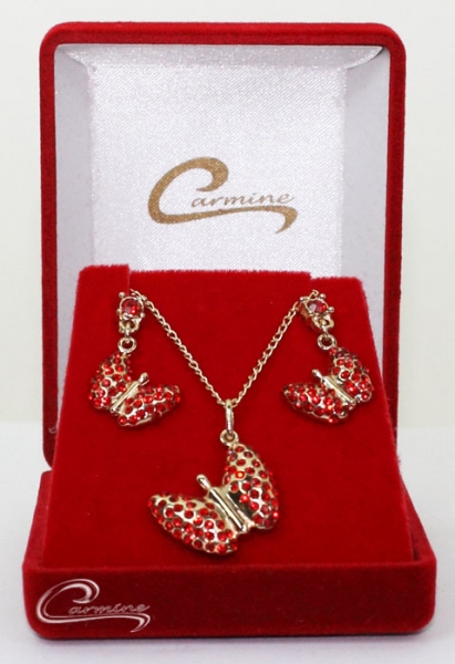 Conjunto pingente e brincos Joias Carmine - 10 camadas de ouro 18k - Joias Exclusivas