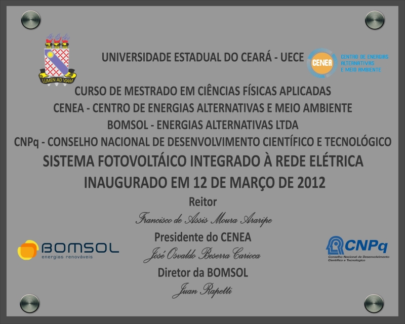 Inaguracao de 5kw no Cenea CE (Centro de energias alternativas)