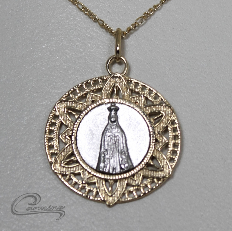 Pingente Nossa Senhora Aparecida  c/corrente 10 camadas de ouro 18k - Joias Carmine