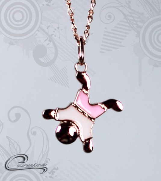 Pingente menino Calvin esmaltado  rosa c/ corrente - 10 camadas de ouro rose 18 k Joias Carmine