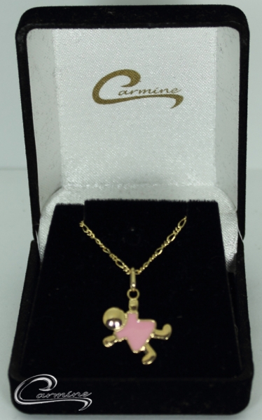 Pingente Infantil Coset Rosa c/ corrente - 10 camadas de ouro 18 k Joias Carmine