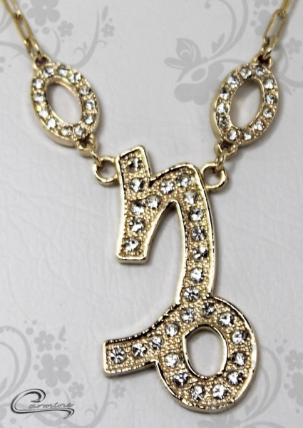 Pingente capricornio zodiaco c/corrente -10 camadas de ouro18 k Joias Carmine