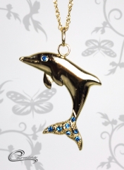 Pingente golfinho com corrente - 10 camada de ouro 18k - joias carmine