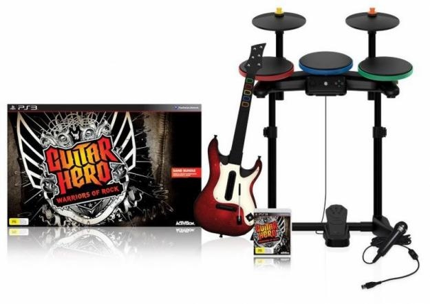 Jogo e acessorios: Guitar Hero completo (Rock Band)