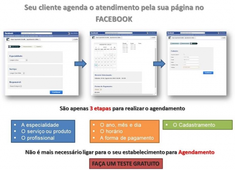 Agendamento pela sua página no Facebook