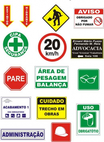 Placas de sinalizacao em pvc